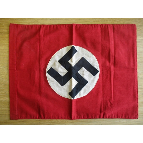 168 - Third Reich N.S.D.A.P. flag, 55cm x 100cm, heading stamped IN BLACK with eagle & swastika 55x100 194... 