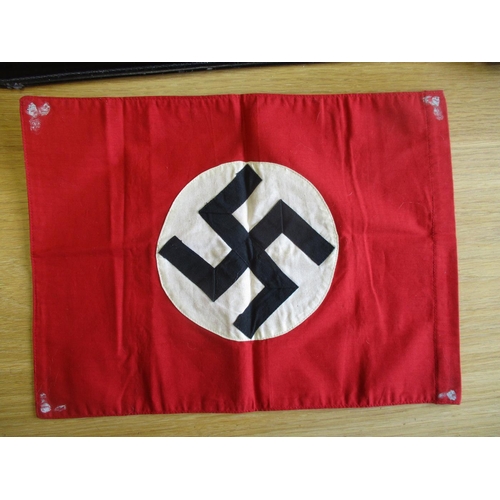 168 - Third Reich N.S.D.A.P. flag, 55cm x 100cm, heading stamped IN BLACK with eagle & swastika 55x100 194... 