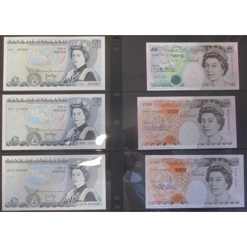 177 - Range of near uncirculated banknotes, includes J.B. Page £5 1971 10E 394999, G.M. Gill £20 1991 (5 J... 