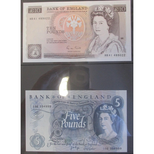 177 - Range of near uncirculated banknotes, includes J.B. Page £5 1971 10E 394999, G.M. Gill £20 1991 (5 J... 