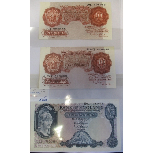 188 - Range of near uncirculated banknotes, with K.O. Peppiatt £1 1940 (29 Mar) J23E 333967, U04E 505878, ... 