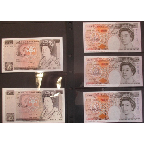 189 - Range of near uncirculated £10 banknotes, with J.Q. Hollom £10 1964 (21 Feb) A34, J.B. Page £10 1971... 