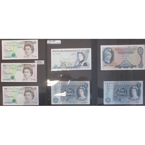 190 - Range of near uncirculated banknotes, with L.K. O'Brien £5 1957 (21 Feb) B98, £1 1960 (17 Mar) D35 (... 