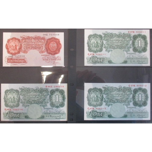 198 - Range of near uncirculated banknotes, with K.O. Peppiatt £1 1934 (17 Oct) 83Y, 1940 (29 Mar) U36D, A... 