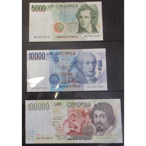 234 - Collection of various world banknotes in album, generally very fine to near uncirculated, includes A... 