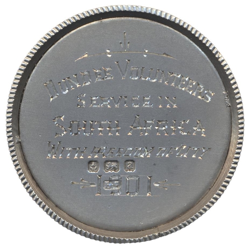 29 - 1901 Boer War Dundee Tribute Medal, 38mm hallmarked silver Birmingham 1900, engraved Dundee Voluntee... 