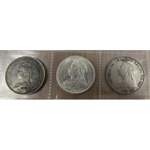 306 - Collection including crowns 1887, 1893 (2), double florin 1889 Arabic, plus £2, 50p's, modern crowns... 