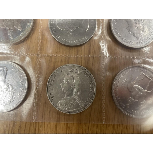 306 - Collection including crowns 1887, 1893 (2), double florin 1889 Arabic, plus £2, 50p's, modern crowns... 