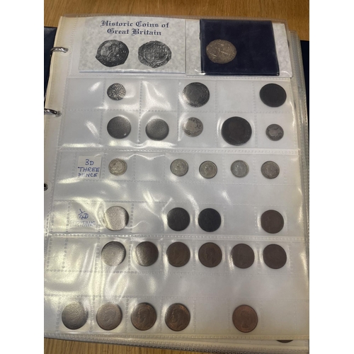 331 - Collection in albums with £2, £1, 20p, 5p, half crown, three pence, penny, half pence, penny, farthi... 