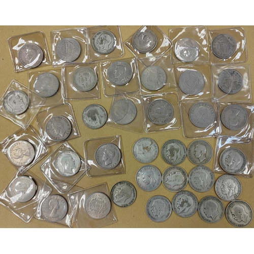 347 - Collection of 20th century half crowns (38) and 18th century tokens (36) in mixed condition. Qty 74 ... 