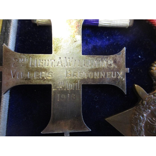 39 - Tragic POW's WW1 Military Cross reverse engraved 2nd Lieut A. Williams Villers Bretonneux 24th April... 