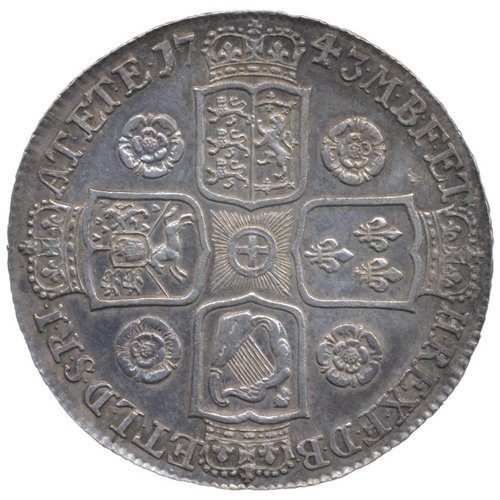 416 - 1743 D SEPTIMO crown, old head with roses in angles on reverse, very fine. (See photo) (Y)