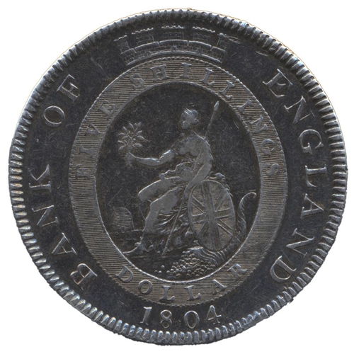 428 - 1804 Bank of England dollar, no stops in CHK on truncation, good fine. (See photo) (Y)