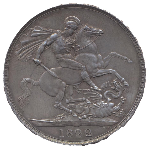 443 - 1822 crown, TERTIO, about uncirculated, pleasantly toned, reflective fields. (See photo) (Y)