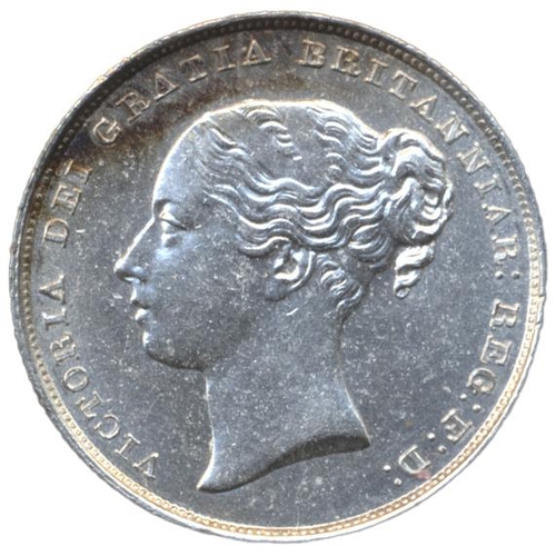 447 - 1839 shilling type A3 young head extremely fine, staining to both sides. (See photo) (Y)