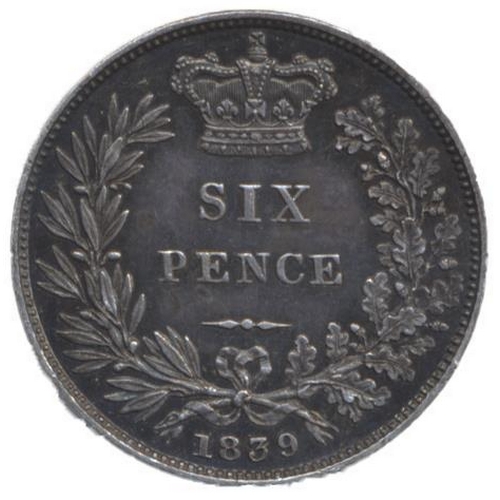 448 - 1839 young head six pence proof, toned, plain edge FDC. (See photo) (Y)