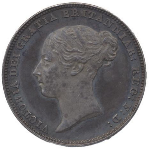 449 - 1839 young head six pence proof, toned, plain edge FDC. (See photo) (Y)