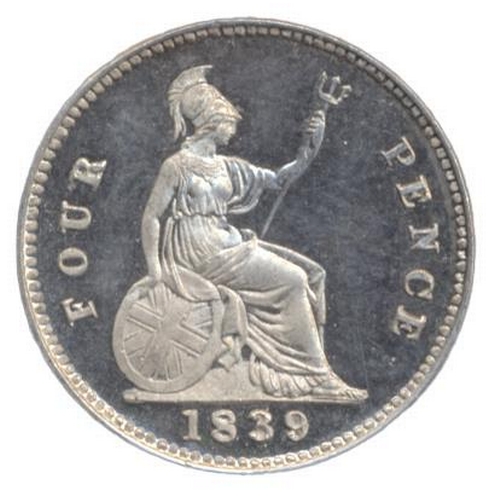 451 - 1839 young head groat proof, plain edge FDC. (See photo) (Y)