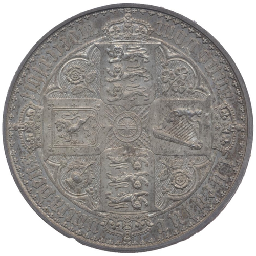455 - 1847 Gothic crown, undecimo edge, about uncirculated. (See photo) (Y)