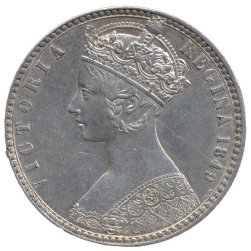 458 - 1849 florin, ww inside the circle, extremely fine. (See photo) (Y)