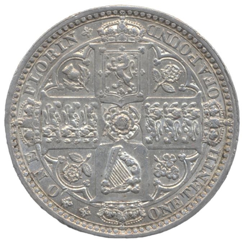 458 - 1849 florin, ww inside the circle, extremely fine. (See photo) (Y)