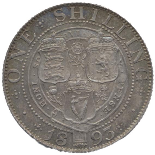 464 - 1893 old head shilling proof FDC, slightly toned. (See photo) (Y)