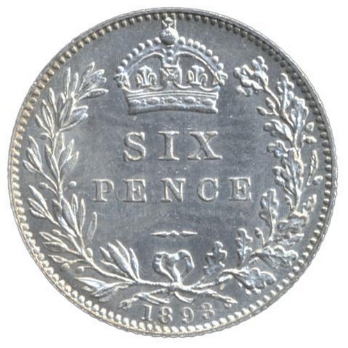 465 - 1893 old head six pence proof FDC, not toned. (See photo) (Y)