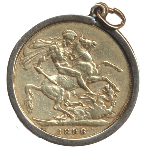 541 - Investment Gold Lot – documents required.
1896 sovereign fine in 9ct gold mount total weight 9.01g. ... 