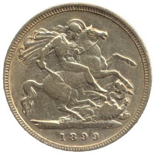 543 - Investment Gold Lot – documents required. 1899 half sovereign fine. (Y)