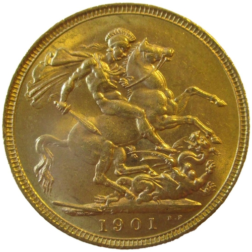 546 - Investment Gold Lot – documents required. 1901 sovereign fine. (Y)