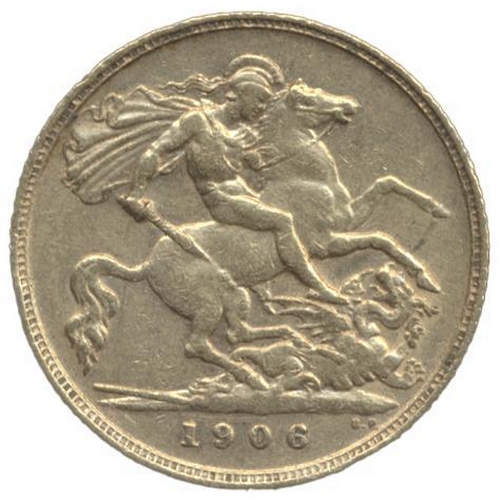 552 - Investment Gold Lot – documents required. 1906 half sovereign fine. (Y)