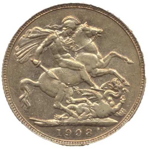 560 - Investment Gold Lot – documents required.
1908 sovereign fine. (Y)