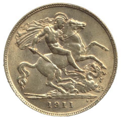 565 - Investment Gold Lot – documents required.
1911 half sovereign near very fine. (Y)