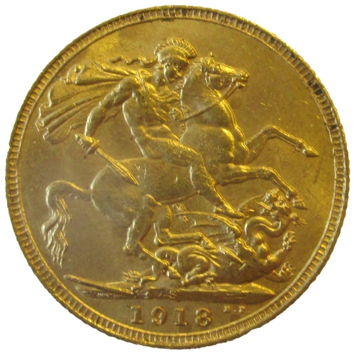 581 - Investment Gold Lot – documents required. 1918S sovereign very fine. (Y)