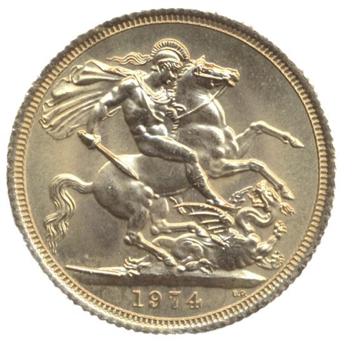 588 - Investment Gold Lot – documents required. 1974 sovereign about uncirculated. (Y)