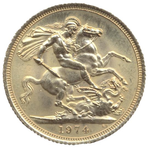 589 - Investment Gold Lot – documents required. 1974 sovereign about uncirculated. (Y)