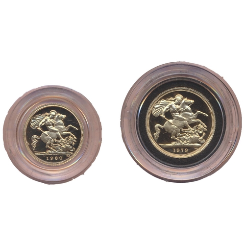 590 - Investment Gold Lot – documents required. Sovereign proof set with 1979 sovereign and 1980 half sove... 