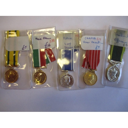 7 - Miniature medal range including DCM (2), MM, WW1 pair with mini Memorial Plaque, For Service in the ... 