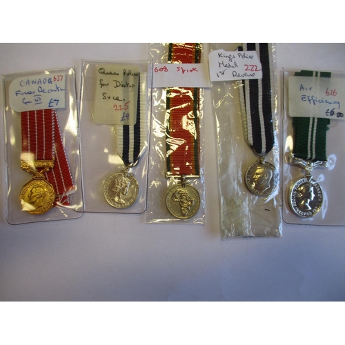 7 - Miniature medal range including DCM (2), MM, WW1 pair with mini Memorial Plaque, For Service in the ... 