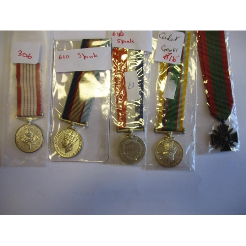 7 - Miniature medal range including DCM (2), MM, WW1 pair with mini Memorial Plaque, For Service in the ... 