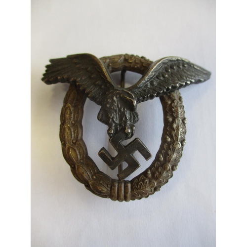 95 - Luftwaffe Pilot's Badge by Richard Simm & Sohne, center of eagle stamped R.S.&S. odd area of minor d... 