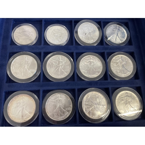 982 - USA. Silver BU $1 including 1922, 1972, 1986-2002. Qty 21 (½B)