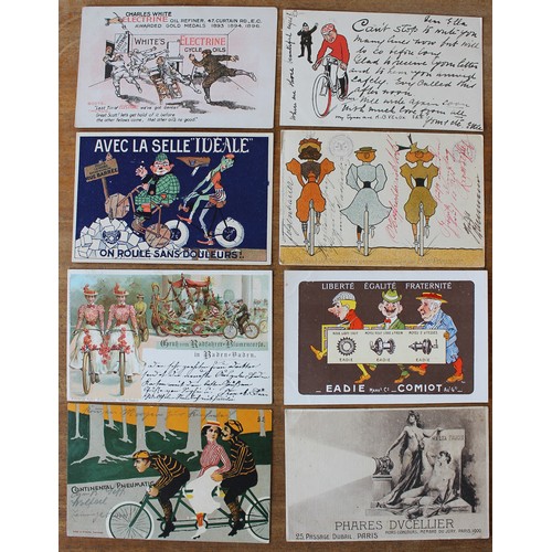 155 - Transport. Misc. coln. of motorcycle and bicycle related incl. comic type, advertising for tyres and... 