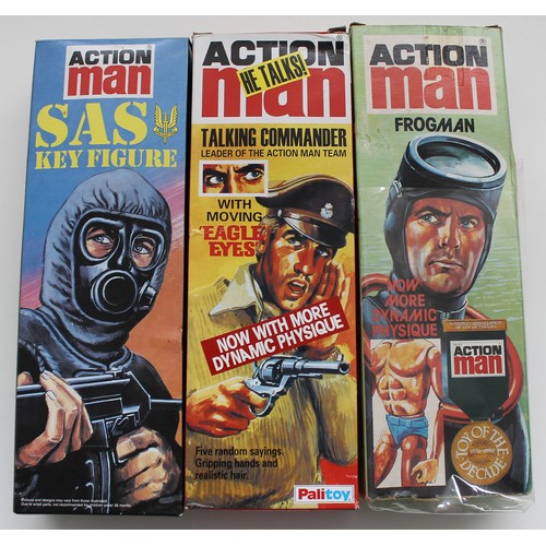 185 - Palitoy. Action Man boxed figures with 2008 SAS Key Figure with flock hair, black jump suit and flak... 