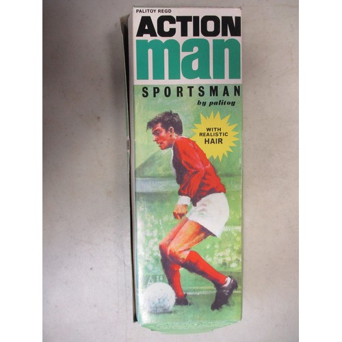 187 - Palitoy. Action Man Sportsman No 34012, with flock hair and sideburns, gripping hands, red shirt and... 