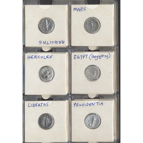 278 - Ancient silver coin collection in folder mostly Roman denrai in fair/fine condition with Republican,... 