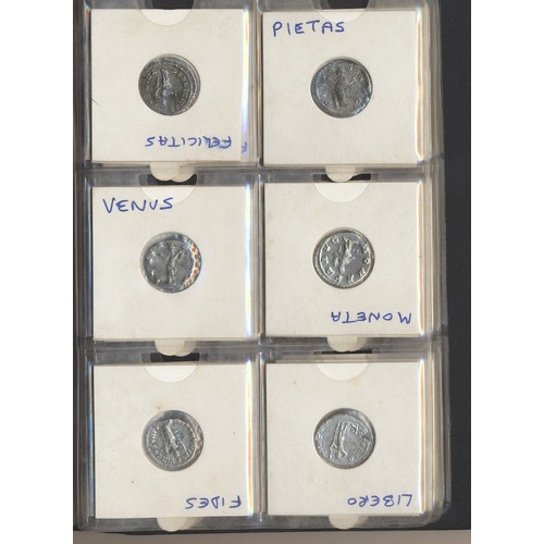 278 - Ancient silver coin collection in folder mostly Roman denrai in fair/fine condition with Republican,... 