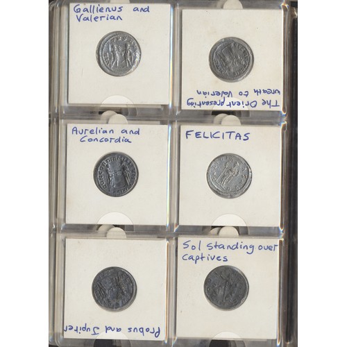 278 - Ancient silver coin collection in folder mostly Roman denrai in fair/fine condition with Republican,... 