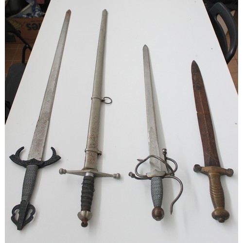 111 - Sword collection with QV Seaforths or A&SH cross hilt broadsword and scabbard, blade 40% ornately et... 