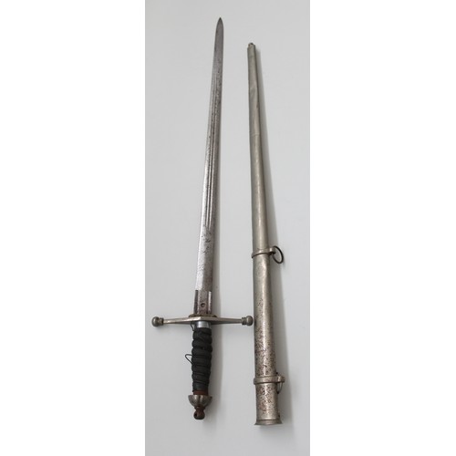 111 - Sword collection with QV Seaforths or A&SH cross hilt broadsword and scabbard, blade 40% ornately et... 